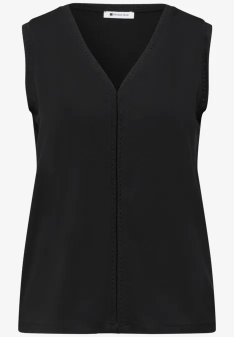 Zwarte mouwloze top met V-hals