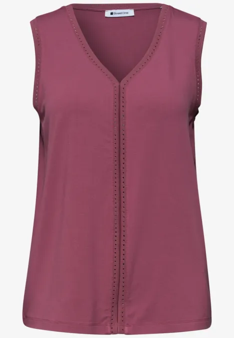 Top avec col en V et bande crocheté dark clouded blush