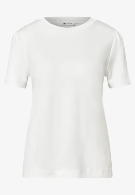 T-Shirt mit gerafftem Ärmel off white Schlichtes weißes T-Shirt mit kurzen Ärmeln.