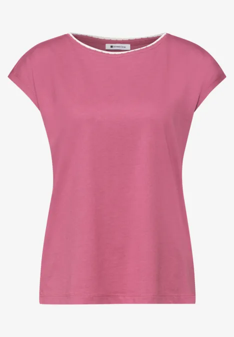 Roze dames T-shirt met korte mouwen en ronde hals