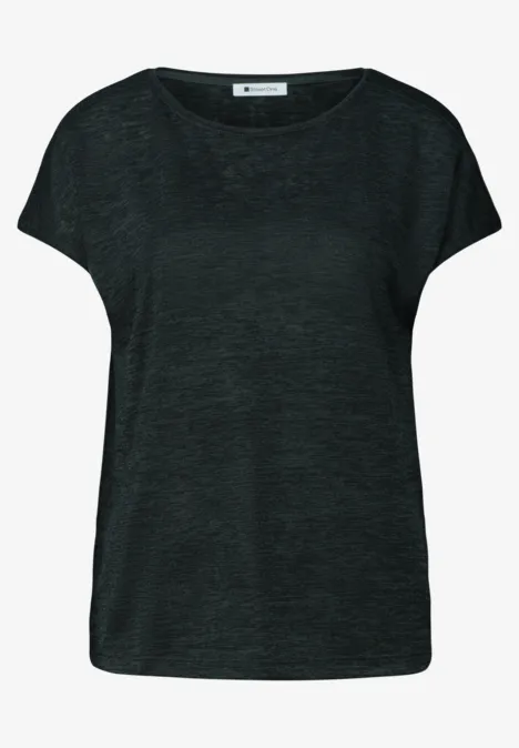 Zwart basic T-shirt met ronde hals en korte mouwen