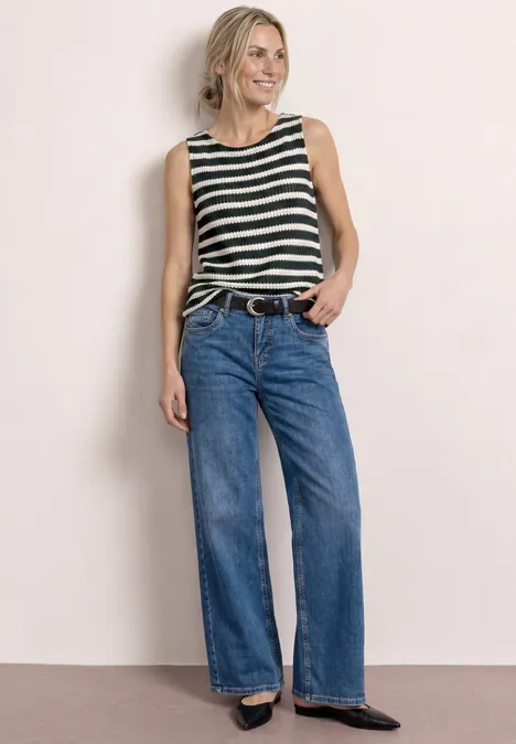 Top mit Streifen im Strick-Look deep bound green