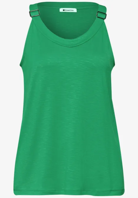 Ärmelloses grünes Tanktop mit Rundhalsausschnitt