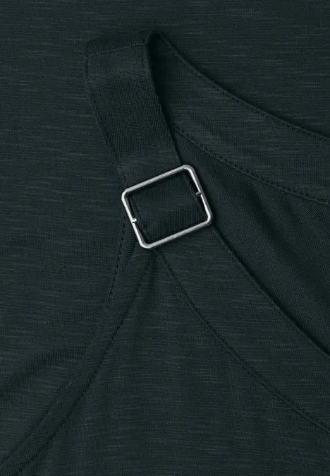 Schwarzer Stoff mit verstellbarem silbernen Metallschnallenverschluss