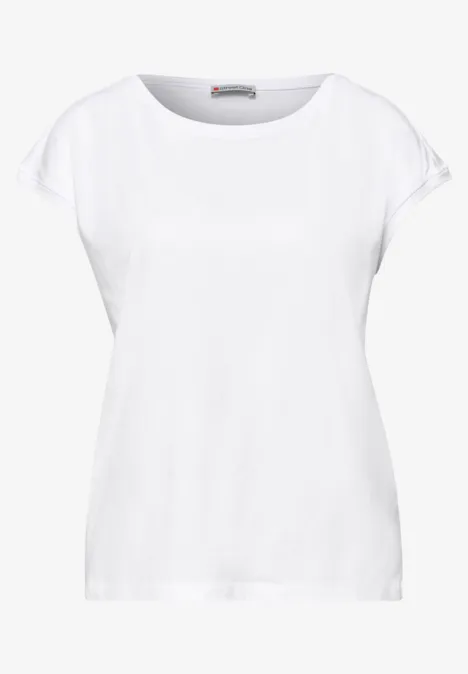 Wit damesshirt met korte mouwen.