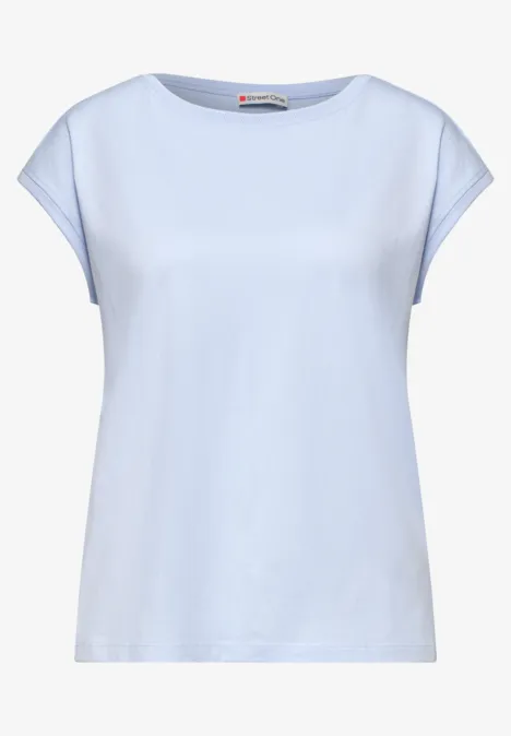 Helles blaues T-Shirt mit lockerer Passform und kurzen Ärmeln.