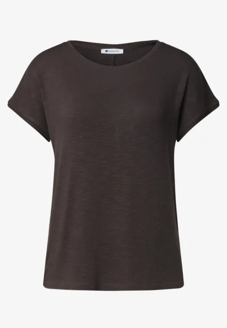 Dropped Shoulder Shirt mit Rundhals espresso brown Dunkelbraunes T-Shirt mit kurzen Ärmeln und Rundhalsausschnitt, schlichter, lockerer Schnitt.