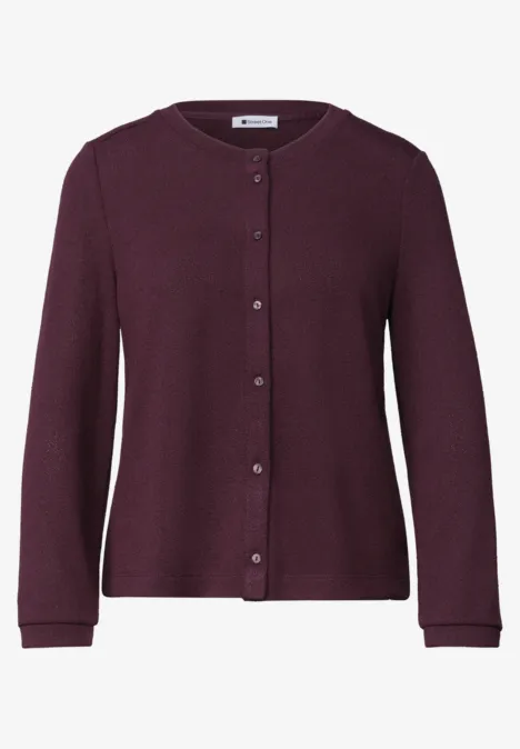Bordeaux gebreid vest met ronde hals en knoopsluiting
