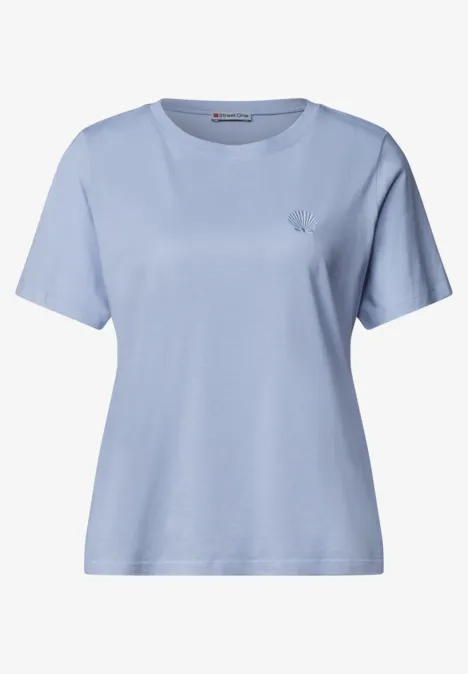 Lichtblauw dames T-shirt met korte mouwen en ronde hals