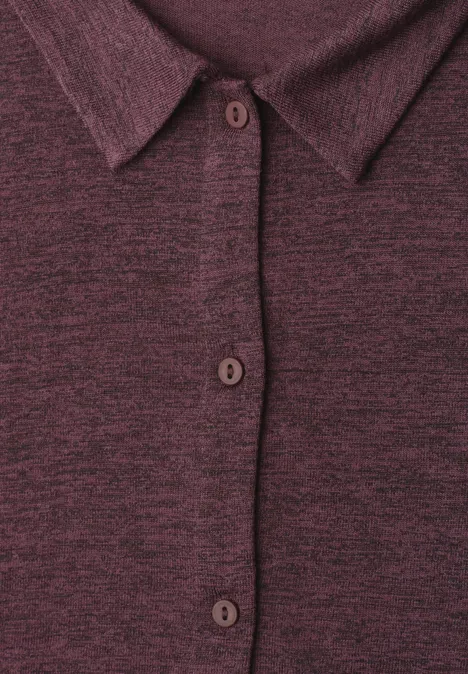 Cardigan en maille chinée bordeaux à boutons
