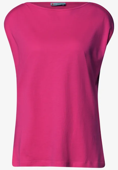 Basic Shirt mit U-Boot-Ausschnitt magenta dream Magenta-farbenes, locker sitzendes, ärmelloses T-Shirt mit breitem Rundhalsausschnitt, schlicht und unifarben.