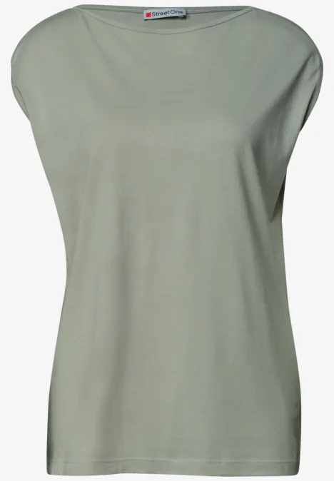 Basic Shirt mit U-Boot-Ausschnitt mint leaf Leichtes ärmelloses Damenoberteil in hellem Salbeigrün mit lockerem Schnitt.