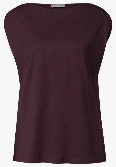 Basic Shirt mit U-Boot-Ausschnitt rustic rouge Ärmelloses Oversize-Shirt in tiefem Aubergine mit weitem Rundhalsausschnitt