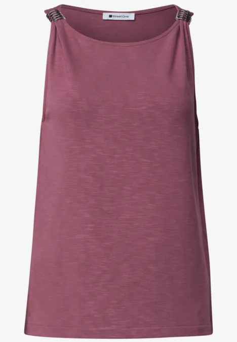 Ärmelloses Top in Rosé mit rundem Hals und schlichter Form