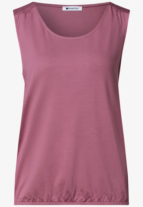 Top aus Jersey mit Elastiksaum dark clouded blush Ein ärmelloses Top in Rosé mit Rundhals und elastischem Saum