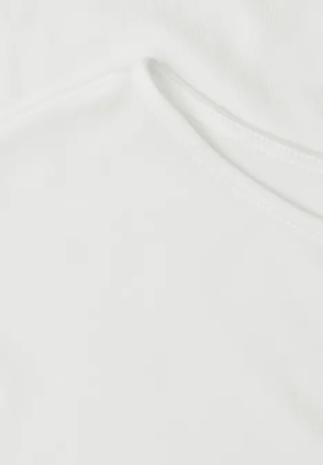 Basic Shirt met boothals en elastische zoom off white Wit effen T-shirt met ronde hals.