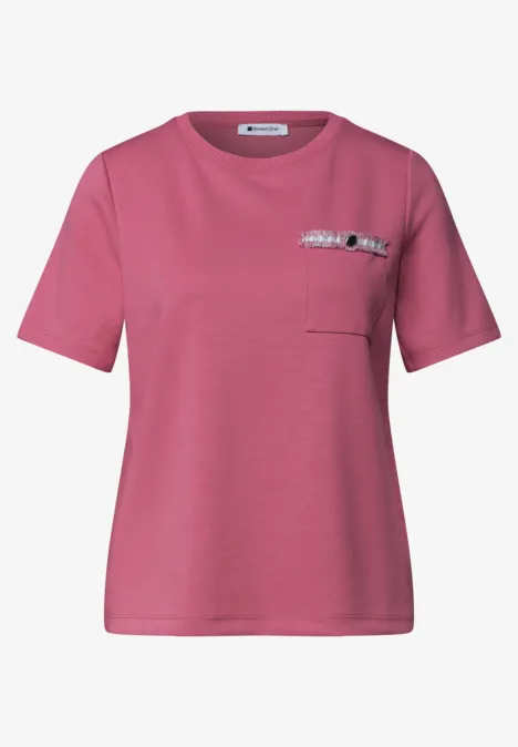 T-shirt avec poche poitrine décorative blush berry T-shirt rose à manches courtes avec petite poche poitrine.