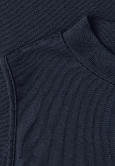 Silk-Look Top z golfem darkest blue Bezrękawnik w granatowym kolorze z cienkiej dzianiny i wysokim kołnierzem