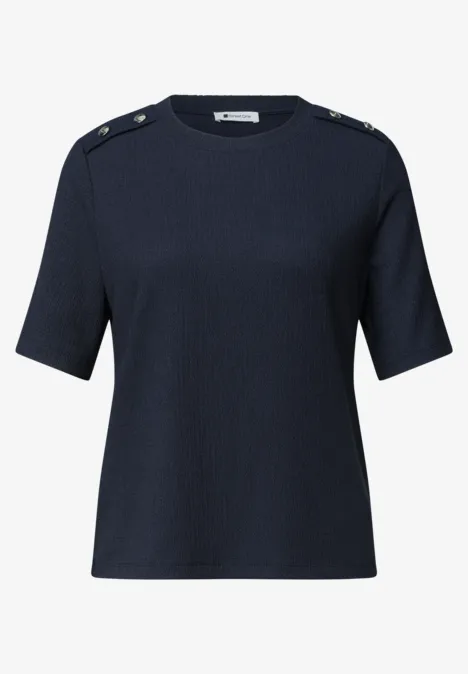 T-shirt à col rond avec boutons darkest blue Haut en maille bleu marine à manches courtes avec boutons aux épaules.