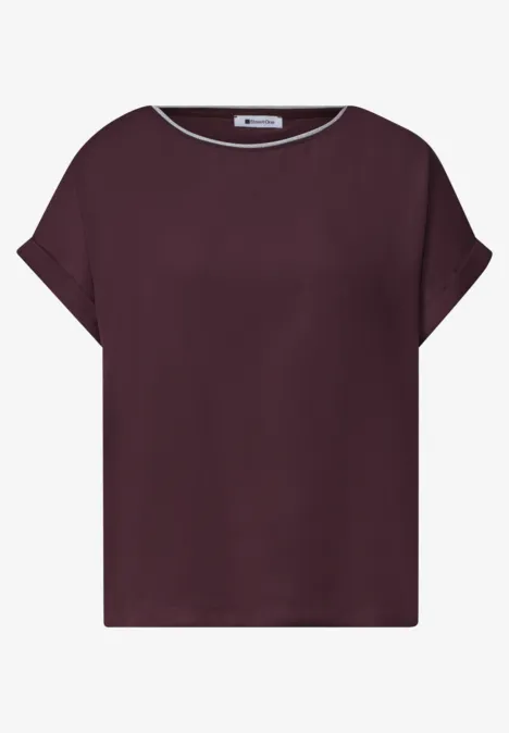 T-shirt ample à manches courtes et col rond, coloris prune intense.