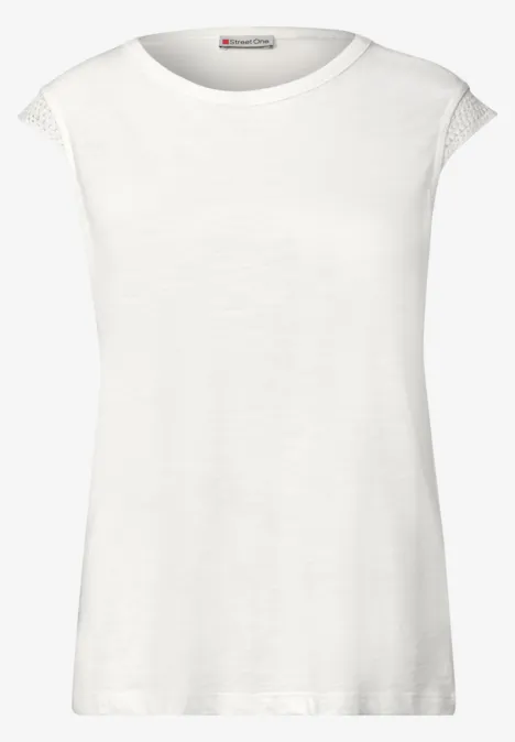Weißes ärmelloses Damen-Shirt mit Rundhalsausschnitt