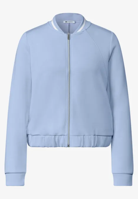 Langarm Jacke im Silk-Look mit Zipper whispery blue Hellblaue, schlichte Bomberjacke mit Reißverschluss und gerippten Bündchen.