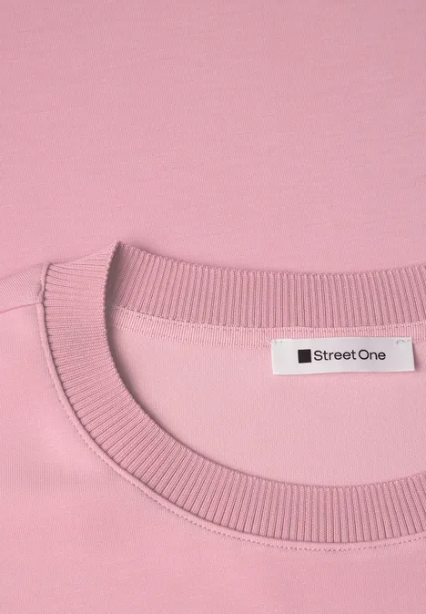 T-Shirt mit Rundhals im Silk-Look vintage blush Rosa Rundhalsshirt mit Street One-Label am Nacken.
