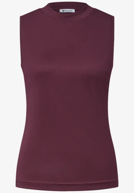 Top im Silk-Look mit Turtle Neck rustic rouge Ärmelloses, tailliertes Top in dunklem Pflaumenton