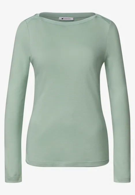 Damenlongsleeve in Hellgrün mit rundem Ausschnitt
