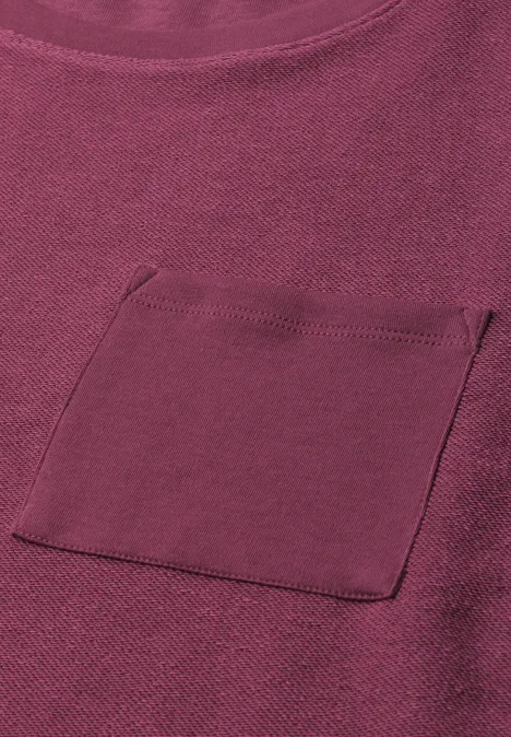 T-Shirt mit Rundhals und Struktur dark clouded blush Ein violettes T-Shirt mit aufgesetzter Brusttasche.