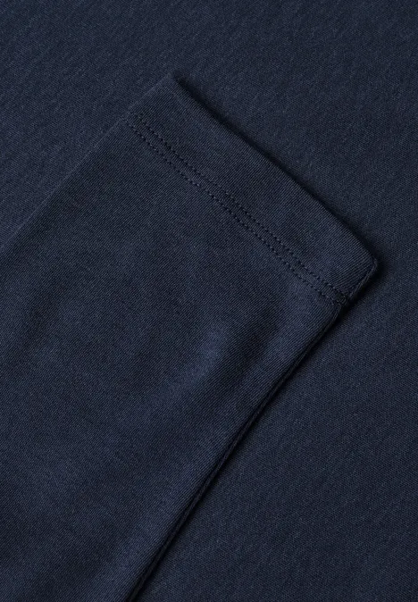 Shirt met lange mouwen en vierkante halslijn darkest blue Dunkelblaues Langarmshirt mit sichtbarer Nahtdetailaufnahme