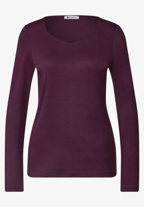 Shirt met lange mouwen en vierkante halslijn berry maroon Ein schlichtes, eng anliegendes Langarmshirt in Dunkelviolett.