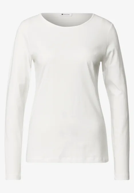 Langarm Shirts mit Rundhals im 2er-Pack off white/quiet rose Weißes Langarmshirt mit Rundhalsausschnitt