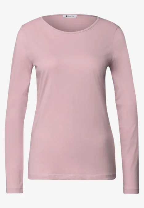 Langarm Shirts mit Rundhals im 2er-Pack off white/quiet rose Ein schlichtes, rosafarbenes, langärmeliges Damen-Shirt mit Rundhalsausschnitt.