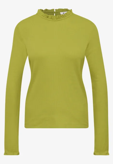 Langarm Shirt mit Rundhals und Rüschen apple lime Schlichtes, hellgrünes Langarmshirt mit dezentem Rollkragen und figurbetontem Schnitt.
