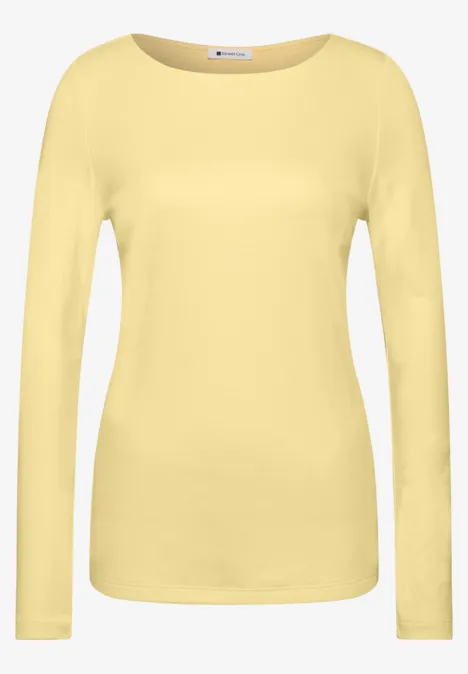 Basic Shirt mit U-Boot-Ausschnitt sunbeam yellow Hellgelbes, schlichtes Langarmshirt für Damen.