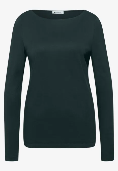 Schwarzes Langarmshirt mit Rundhalsausschnitt