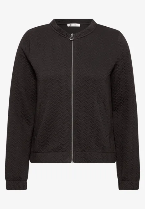 Leichte Sweatjacke mit Struktur und Zipper black coffee Schwarze, gesteppte Bomberjacke mit Reißverschluss, Rundhalsausschnitt und elastischen Abschlüssen.