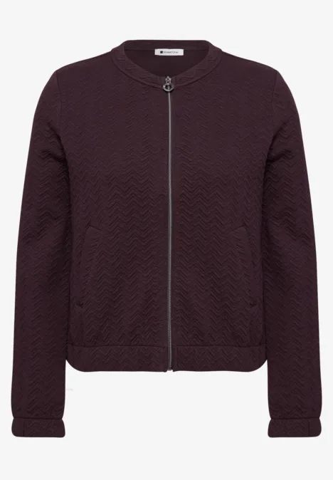 Leichte Sweatjacke mit Struktur und Zipper berry plum Dunkelviolette Steppjacke mit Reißverschluss und Seitentaschen