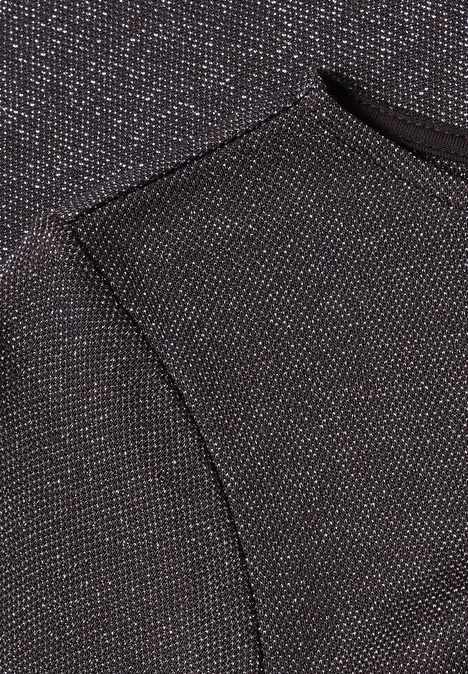 Langarm Shirt mit Boat Neck und Glitzer black coffee Nahaufnahme eines dunklen, melierten Stoffes mit einer dezenten, aufgesetzten Tasche