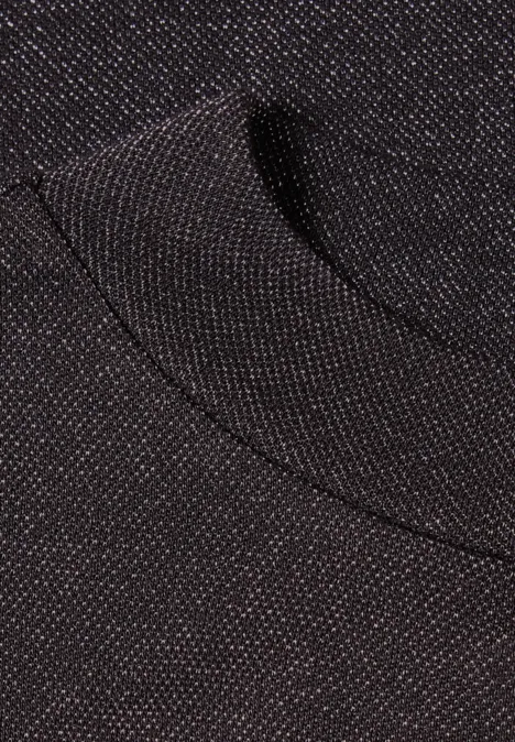 Shirt met lange mouwen, col en glitters black coffee Close-up van zwarte, gestructureerde stof met zak