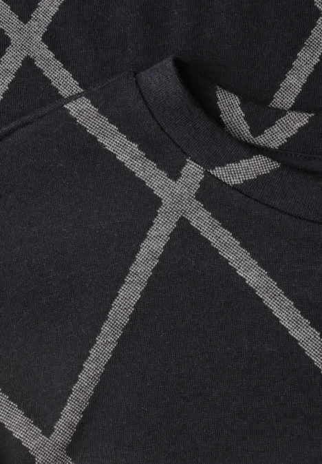 Tissu noir à motif carreaux gris