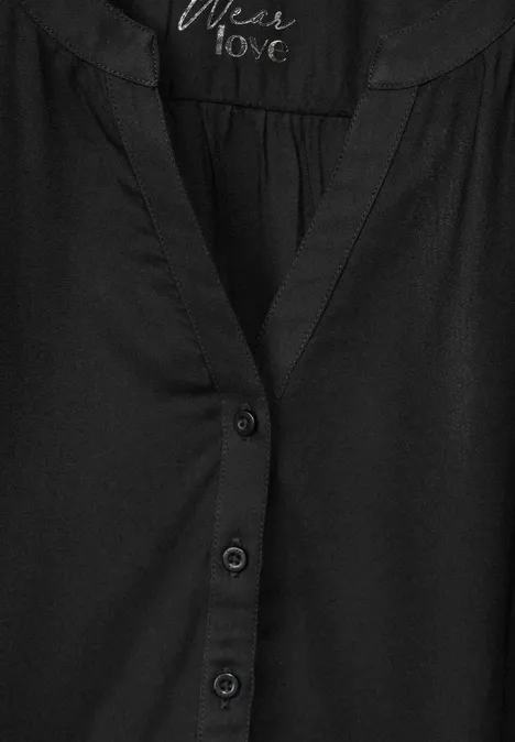 Basic Bluse in Unifarbe Black