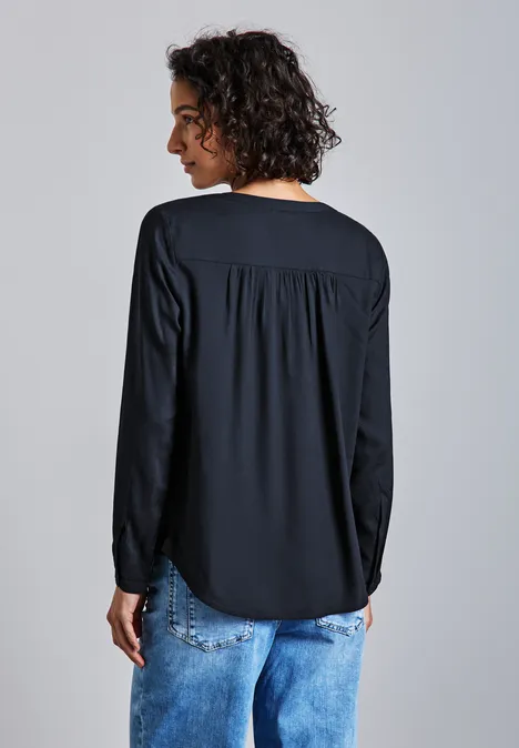 Basic Bluse in Unifarbe dark blue