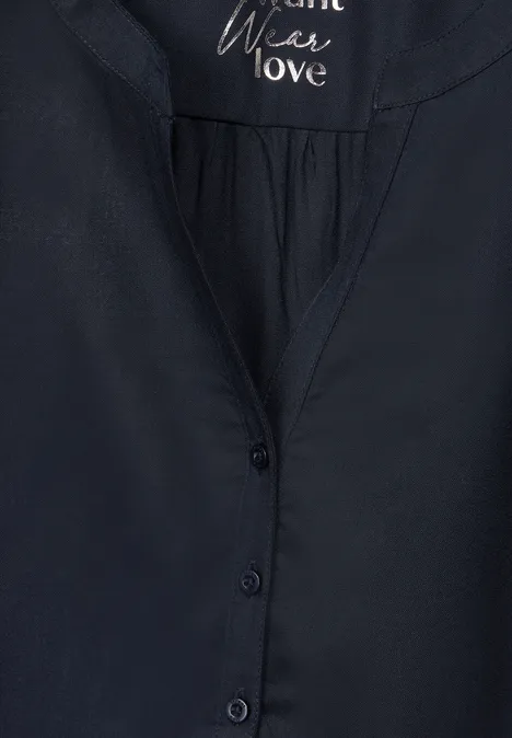 Basic Bluse in Unifarbe dark blue