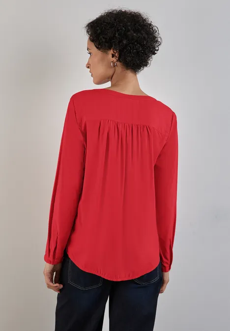 Basic Bluse in Unifarbe mandarin red