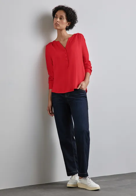 Basic Bluse in Unifarbe mandarin red