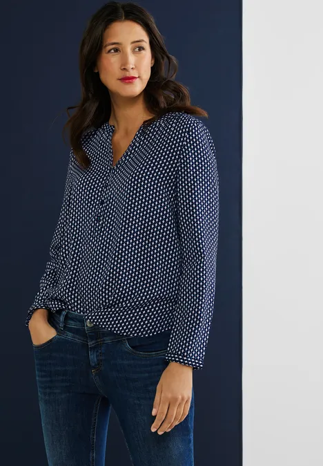 Viscose blouse met print deep blue