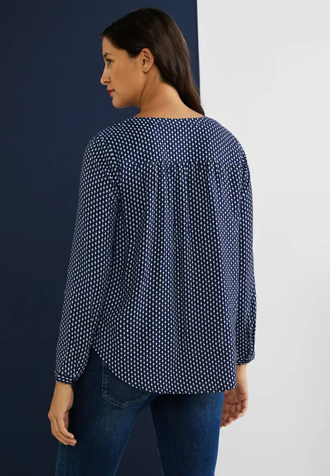 Viscose blouse met print deep blue