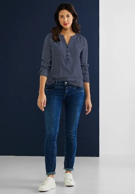 Viscose blouse met print deep blue